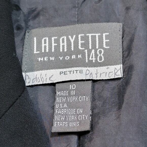 Lafayette 148 Wool Blazer Size 10P Petite Classic Black Jacket Made in NYC USA - Picture 3 of 10